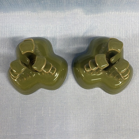 Fiesta Tripod Pyramid CANDLE HOLDERS sage numbered - Picture 2 of 5